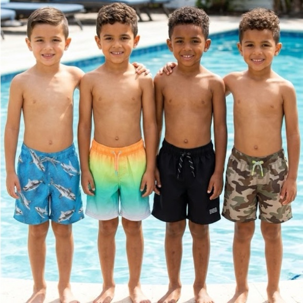 Wonder Nation Kids Swim Shorts Bundle 4 Piece !